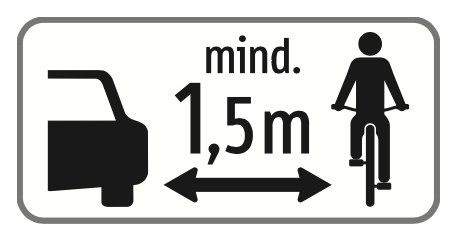 Zusatztafel – Mindestabstand 1,5 m beim Überholen von Radfahrern