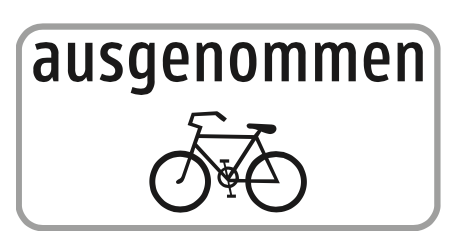 Zusatztafel ausgenommen Fahrräder