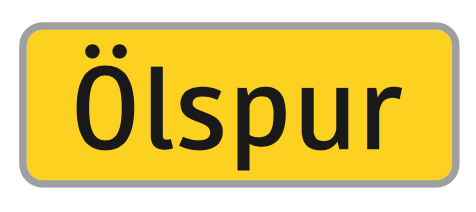 Warnschild Ölspur – gelb