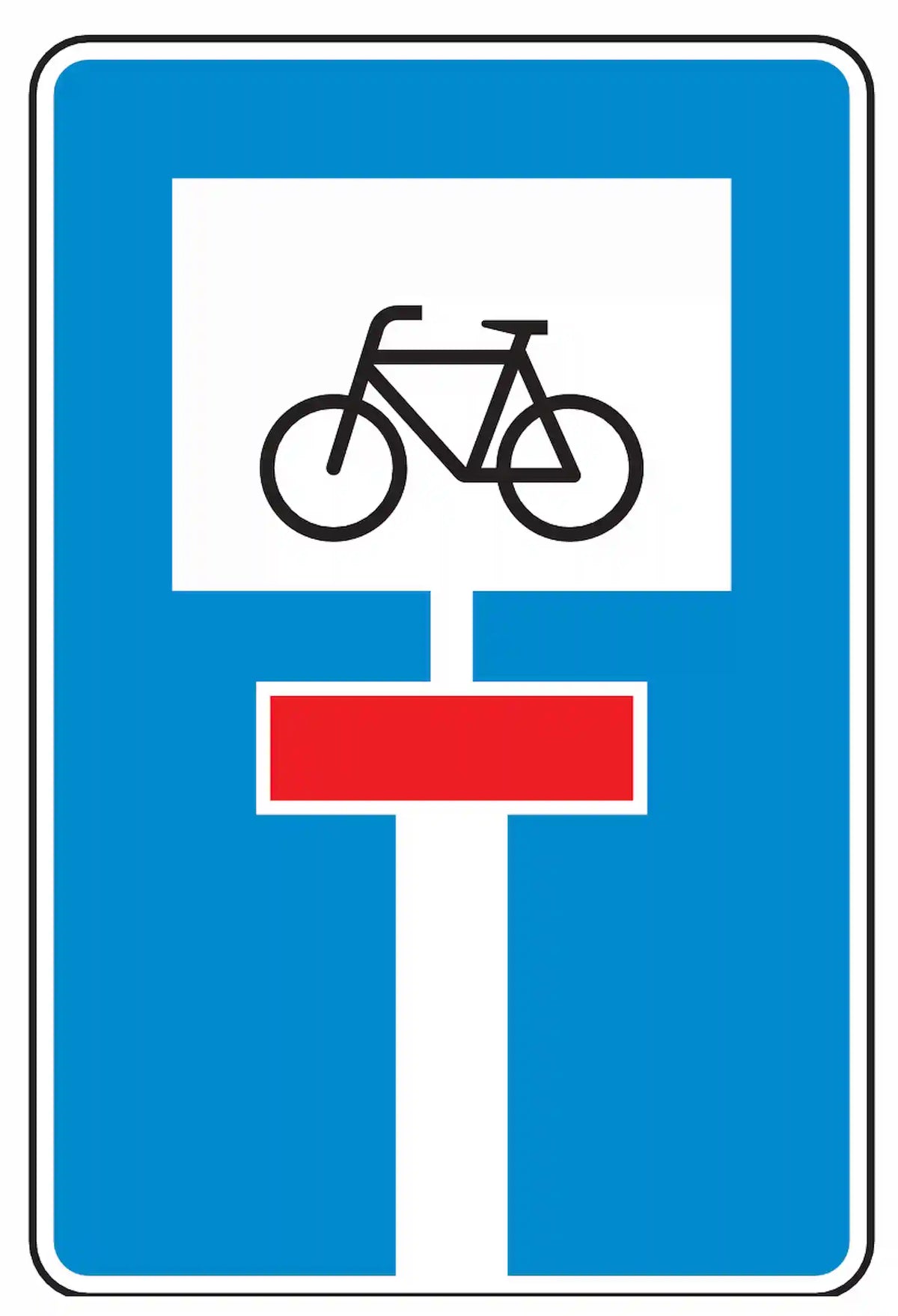 Verkehrszeichen 357-52: Sackgasse mit Durchfahrt nur für Radverkehr.