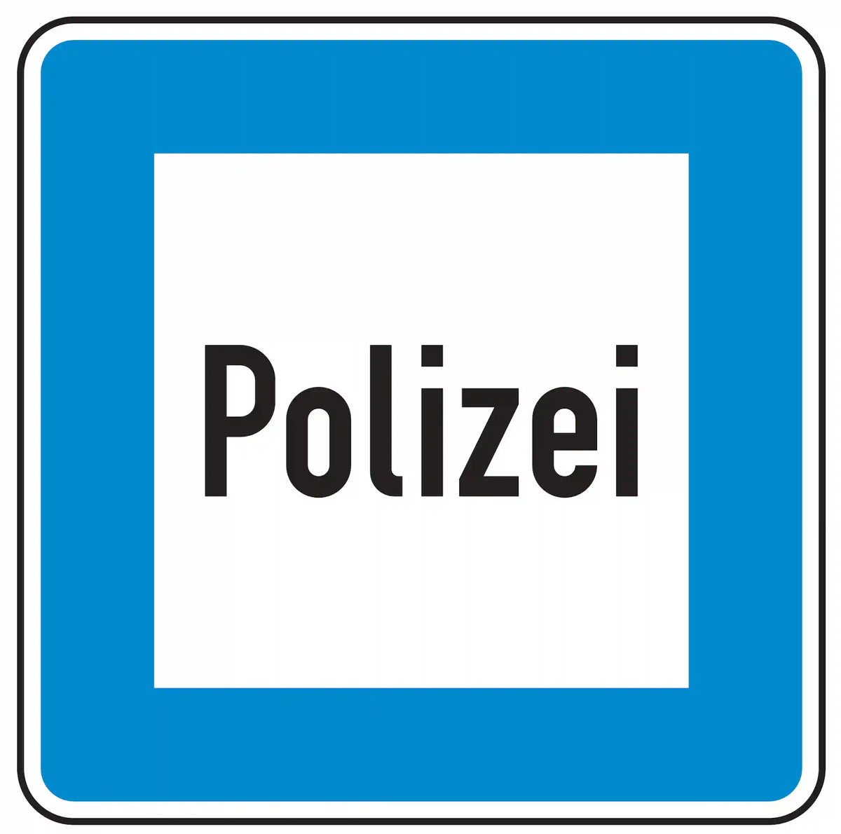 Verkehrszeichen 363: Hinweis auf eine nahegelegene Polizeistation.