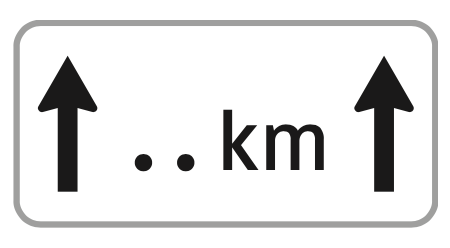 Zusatztafel – Gültigkeit auf … km