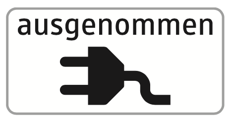 Zusatztafel ausgenommen Elektrofahrzeuge