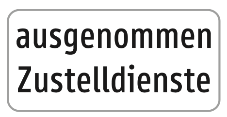Zusatztafel ausgenommen Zustelldienste