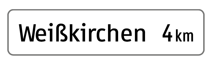 Zusatztafel mit Entfernungsangabe bis zum nächsten Ort