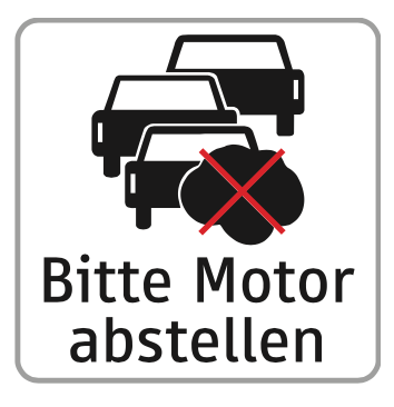 Hinweisschild Bitte Motor abstellen
