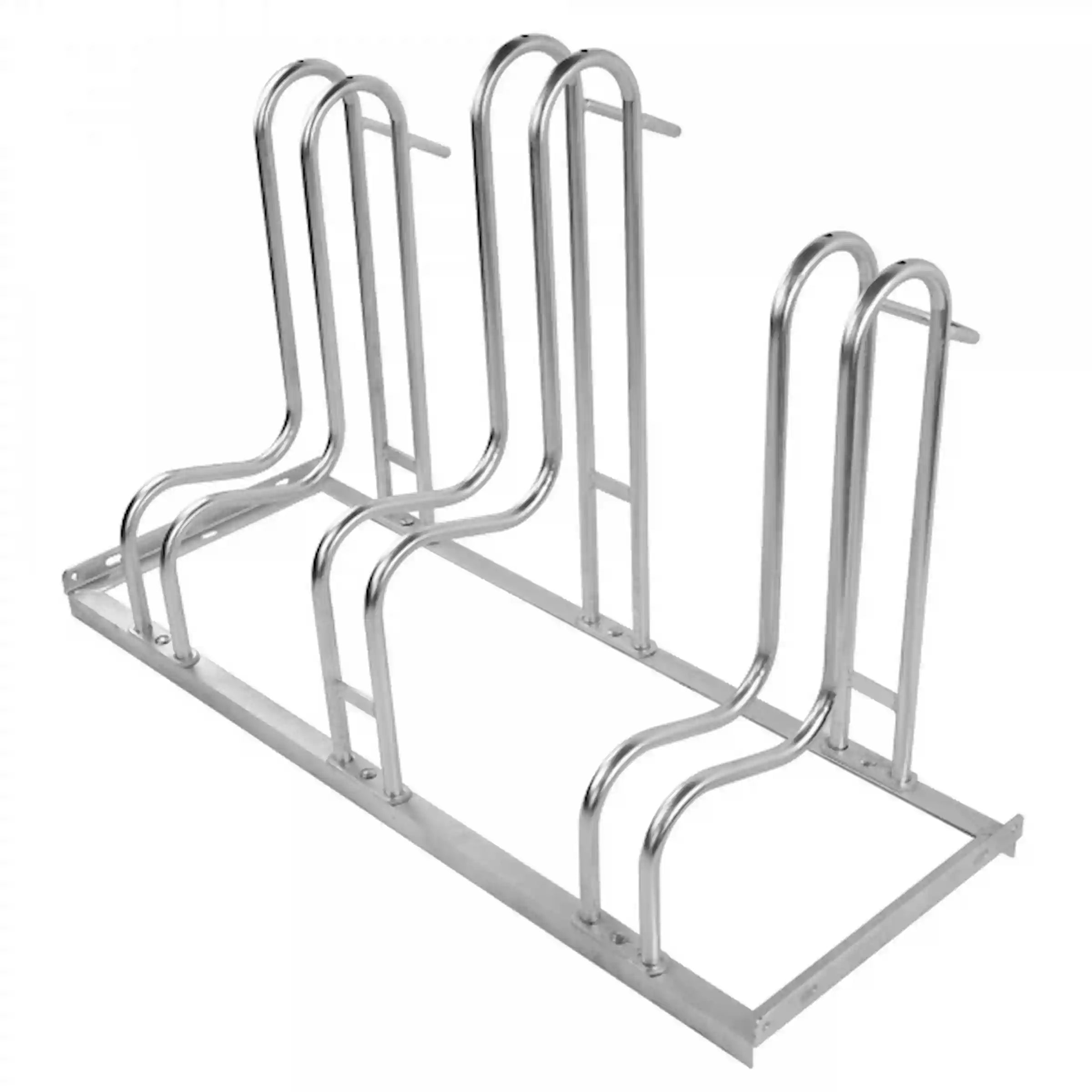 Robuster Fahrradständer aus verzinktem Stahl für sicheres Abstellen.