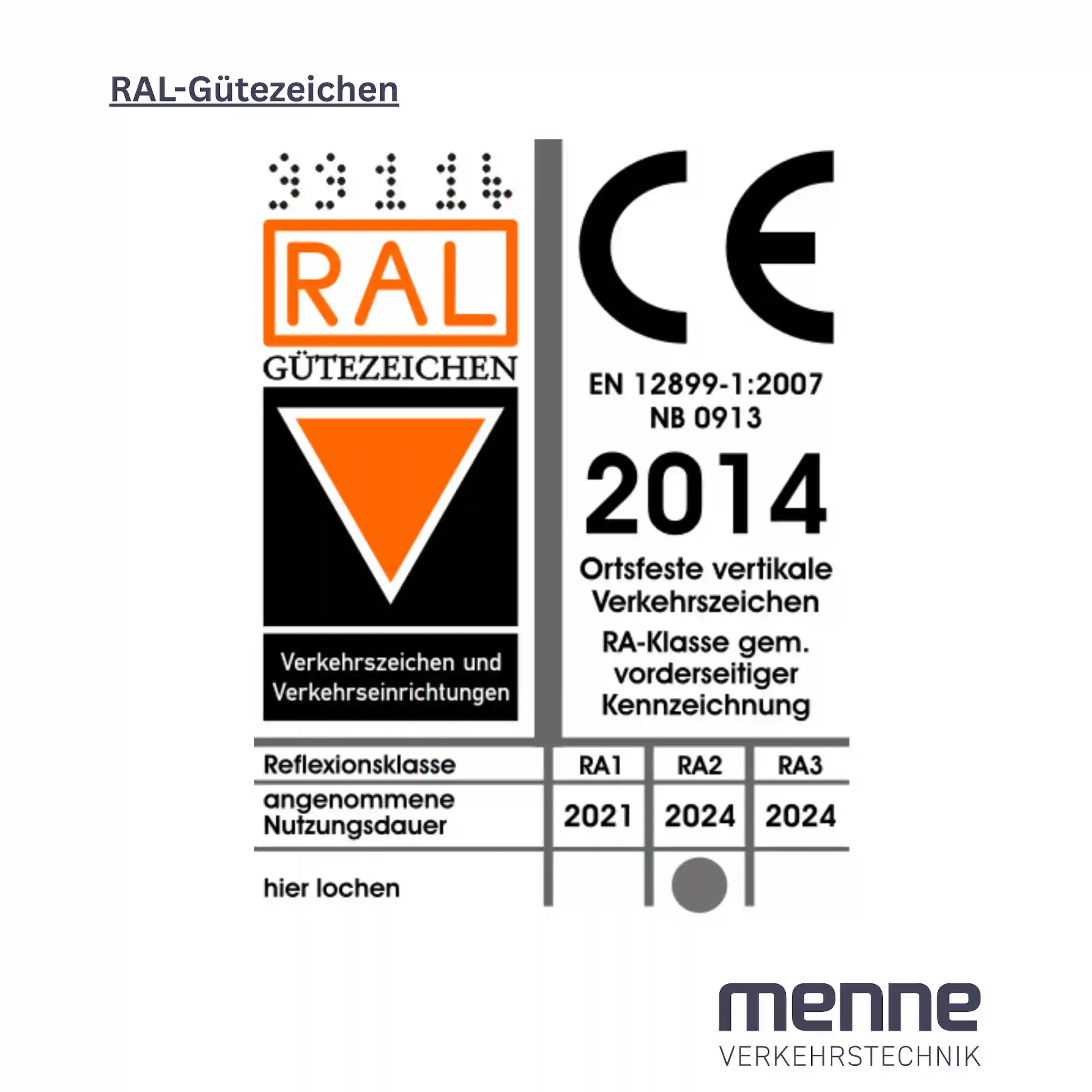 Das RAL-Gütezeichen beim Verkehrszeichen.