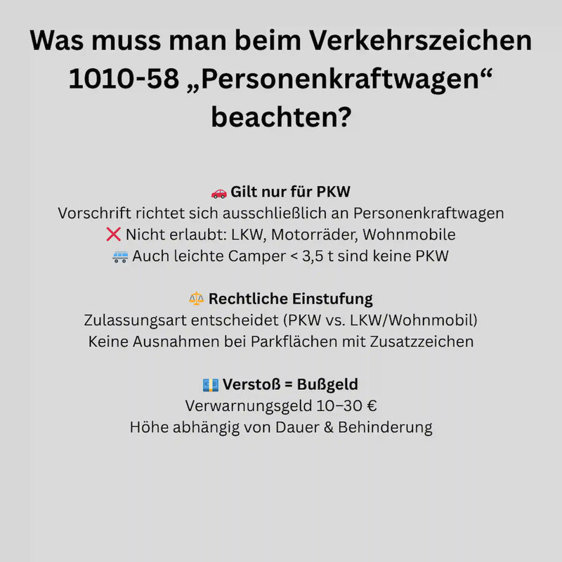 Verkehrszeichen "Personenkraftwagen" - VZ 1010-58