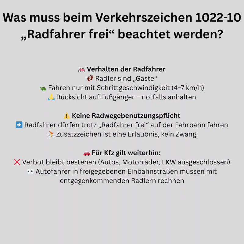 Verkehrszeichen "Radverkehr frei" - VZ 1022-10
