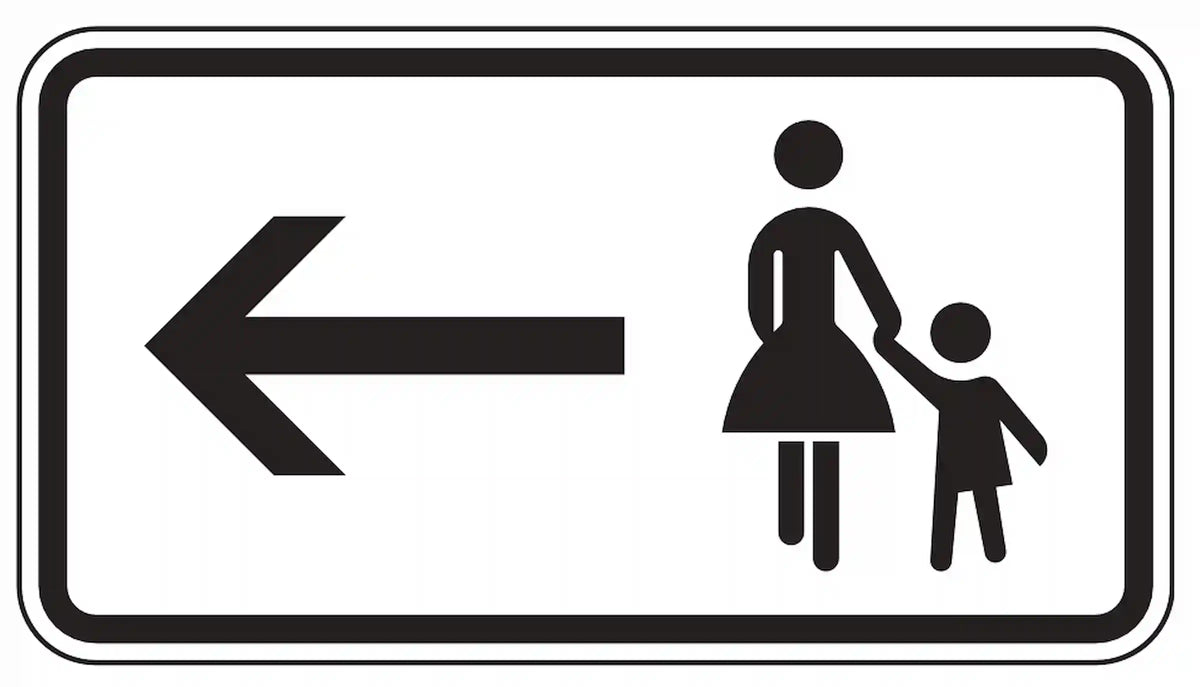 Verkehrszeichen 1000-12: Fußgänger linksseitig ausweichen.
