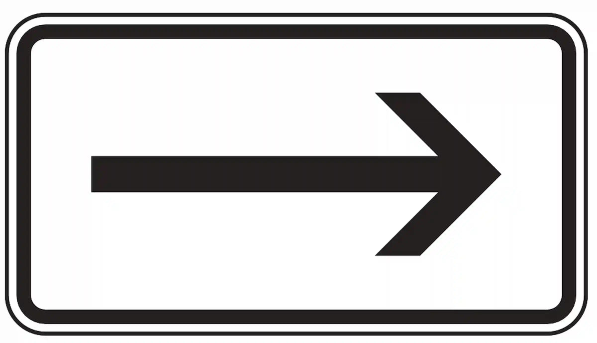 Verkehrszeichen 1000-20 zeigt Richtung nach rechts an.