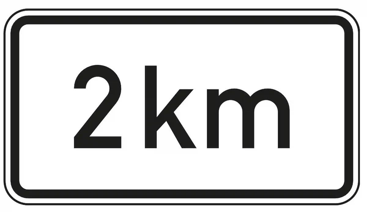 usatzzeichen mit Entfernungsangabe in Kilometern.
