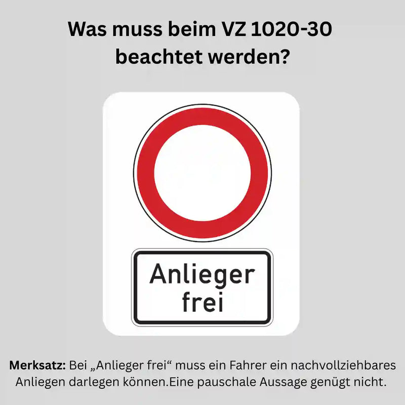 Verkehrszeichen "Anlieger frei" - VZ 1020-30