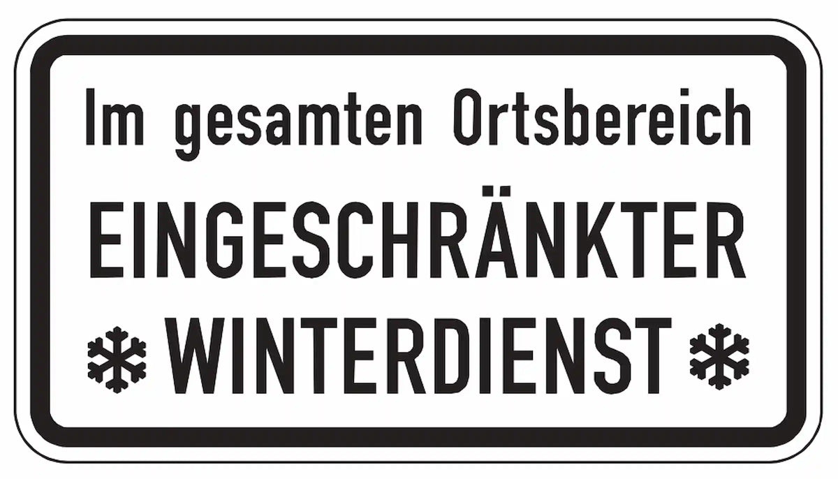 Hinweis auf eingeschränkten Winterdienst im Ort