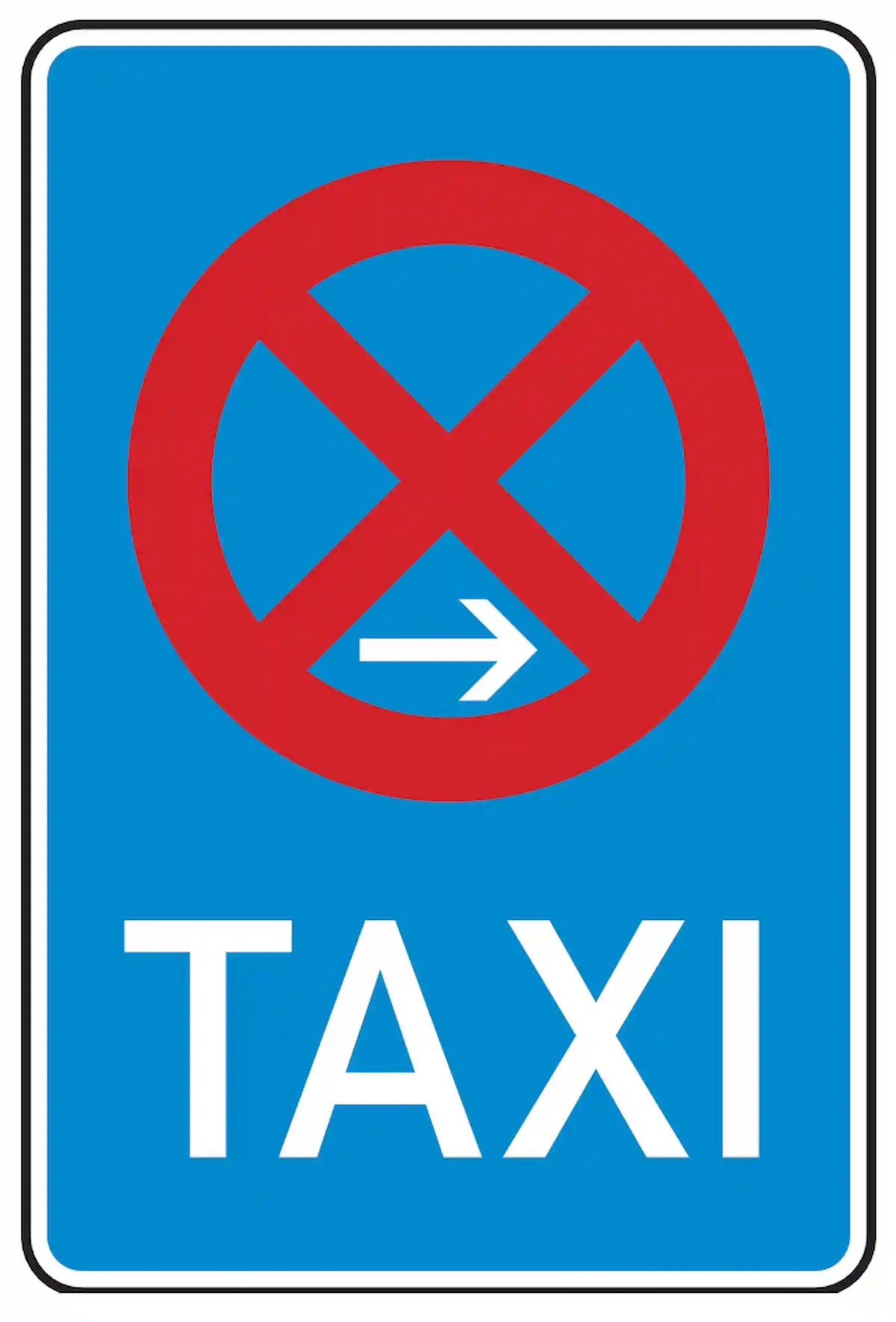 Verkehrszeichen 229-20: Ende eines Taxenstands, rechte Aufstellung.