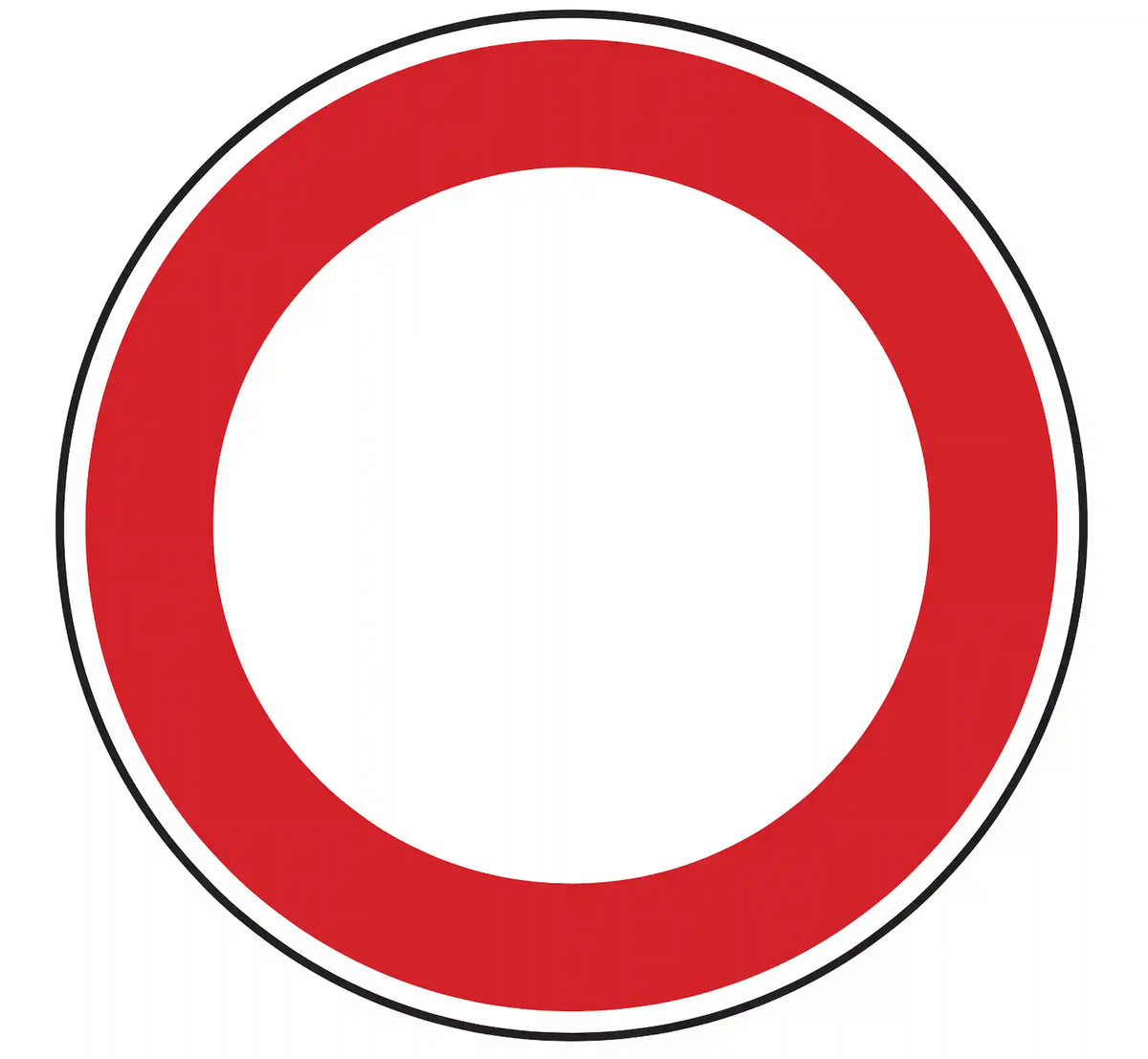 Verkehrszeichen 250: weißes Rundschild, roter Rand – Einfahrt für alle Fahrzeuge verboten.