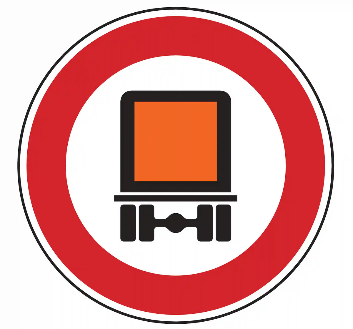 Verkehrszeichen 261: orange Gefahrguttafel im Rund – Gefahrgut­transporte verboten.