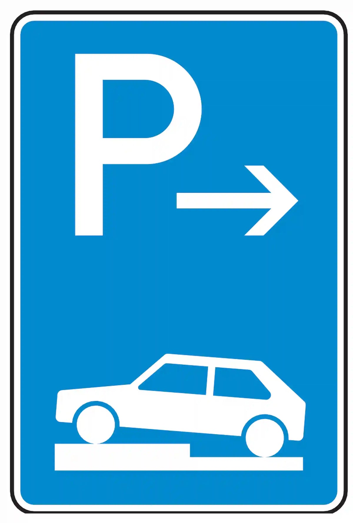 Verkehrszeichen 315-71: Beginn halb queres Gehwegparken, links, bis 2,8 t.