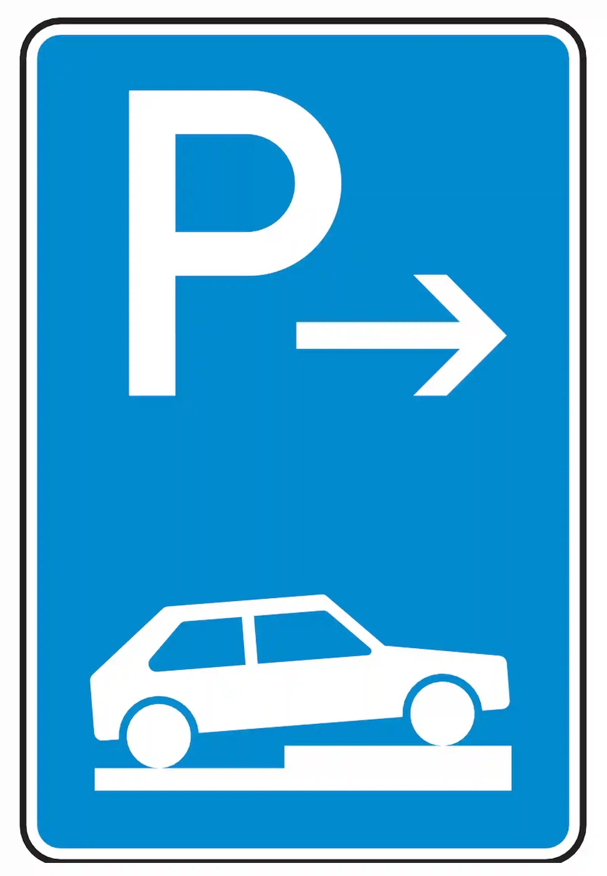 Verkehrszeichen 315-77: Ende halb queres Gehwegparken, rechts, bis 2,8 t.