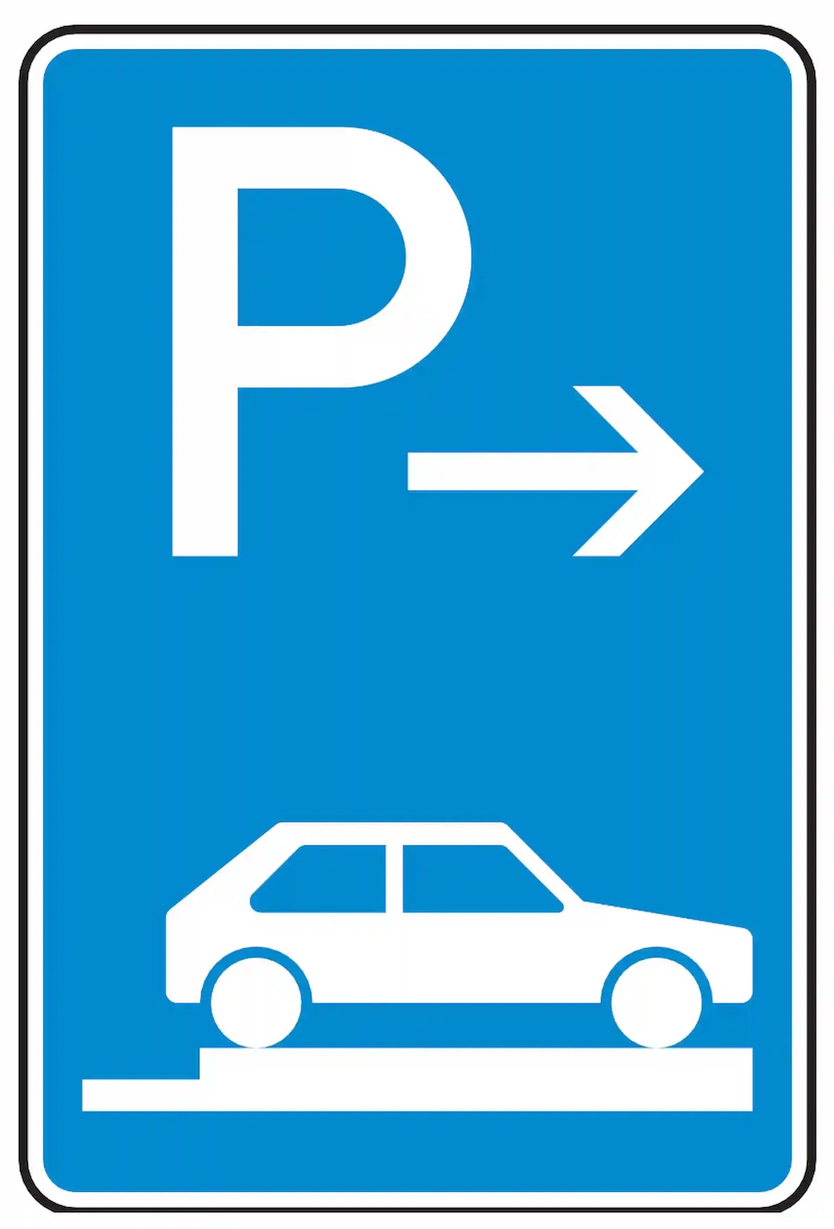 Verkehrszeichen 315-87: Ende ganz queres Gehwegparken, rechts, bis 2,8 t.