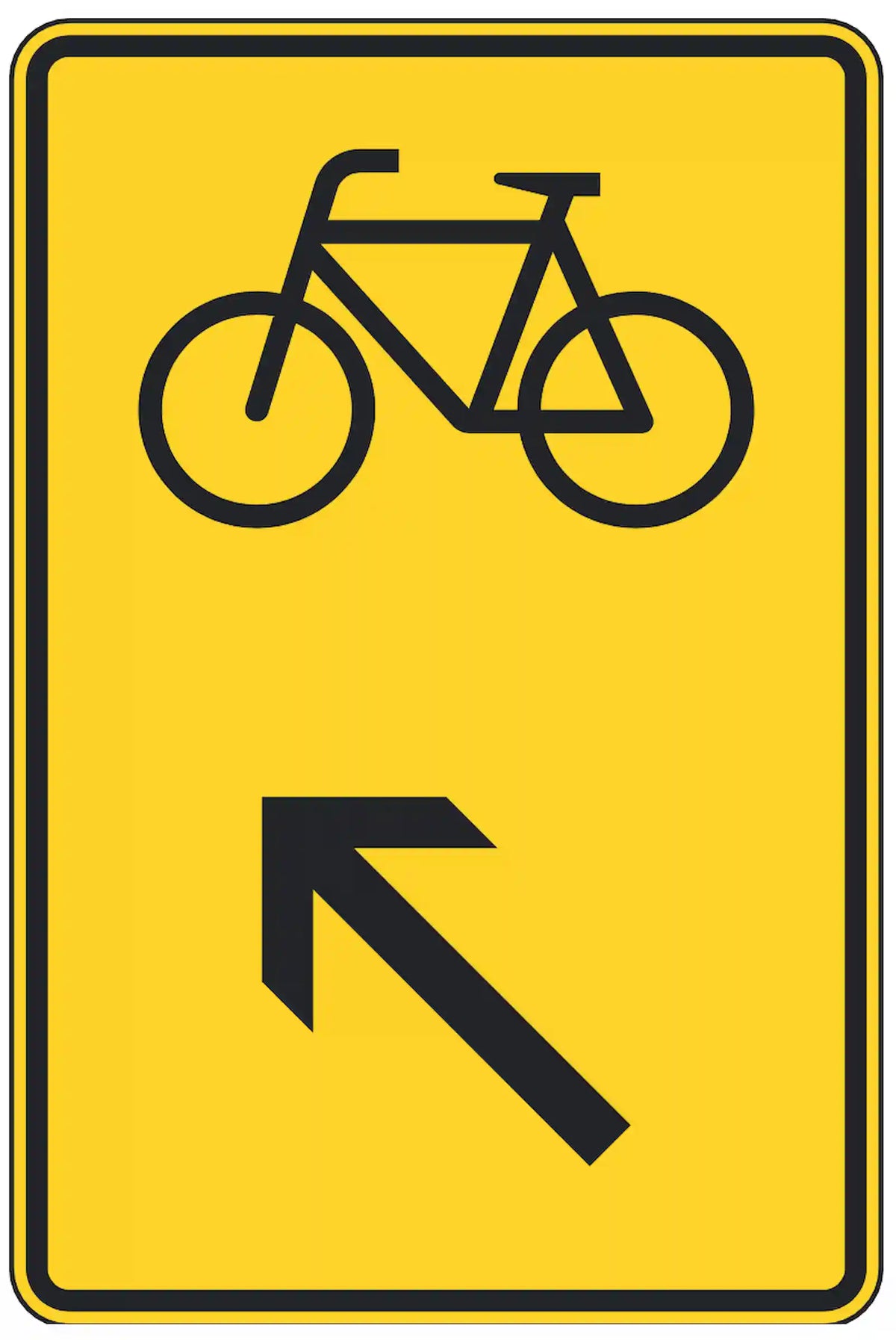 Verkehrszeichen 422-17: Umleitung für Radfahrer – links einordnen.