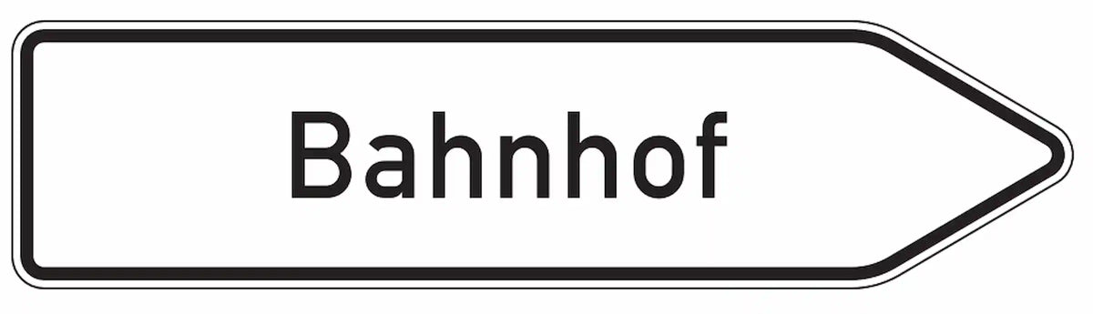 Verkehrszeichen "Pfeilwegweiser zu Zielen mit erheblicher Verkehrsbedeutung, rechtsweisend" - VZ 432-20
