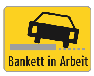 Warnschild Bankett in Arbeit – gelb